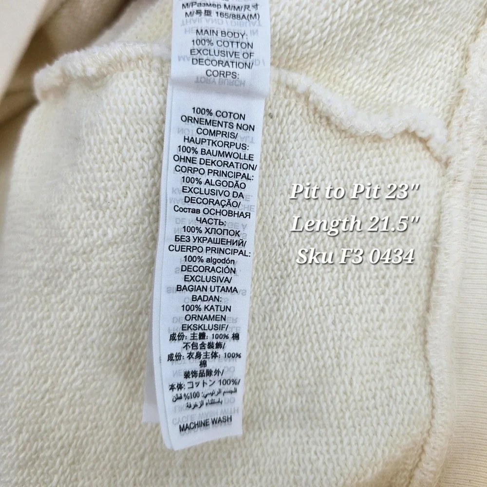 Tory Burch Crystal Logo Ivory Cotton Crewneck Sweatshirt Quiet Luxury Preppy